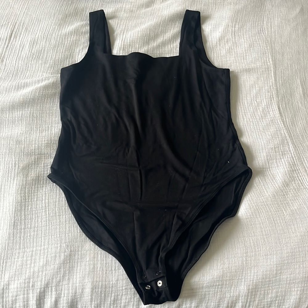 Old Navy Cotton Square-neck Bodysuit, Sz L, Black